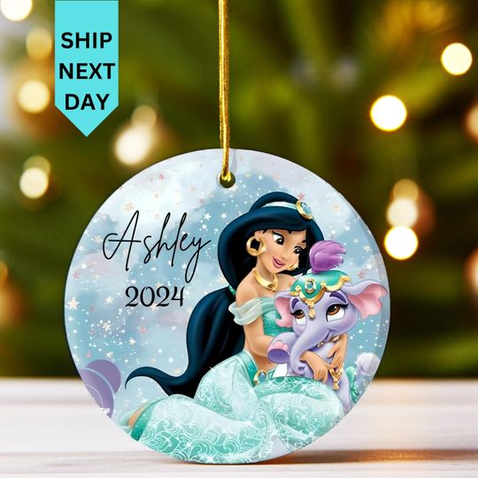 Discover Personalized Jasmine Ornament, Custom Jasmine Christmas Ornament, Cute Disney Princess Christmas Gift Ornaments, Birthday Girl Gift Ornament