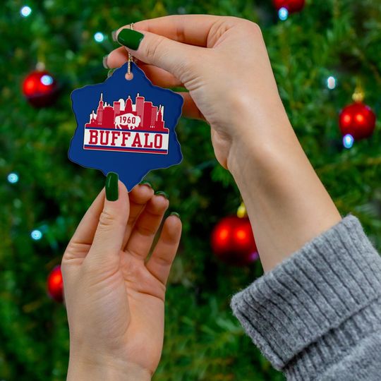 Discover Buffalo Ceramic Christmas Ornament, Xmas Football Tree Gift, Gifts for Him, Gifts for Her, San Fran Sports Fans, Circle Snowflake Heart Star