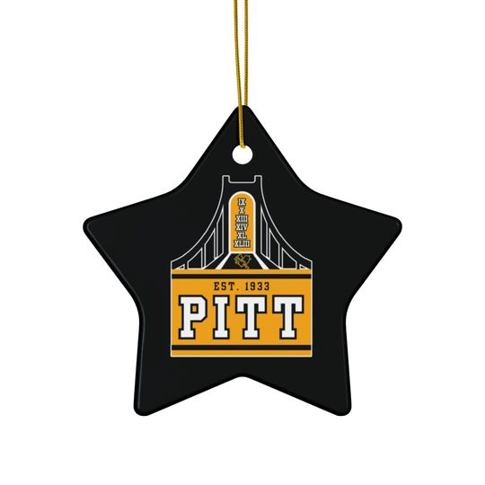 Discover Pittsburgh Ceramic Christmas Ornament, Xmas Mascot Tree Gift, Gifts for Him, Gifts for Her, PITT Sports Fans, Snowflake Heart Star