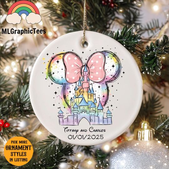 Discover 2025 Custom Disney Castle Ornament,Disney Christmas Ornament ,Disney For the memorial Service Ornament, Disney Birthday Family Gift Ornament