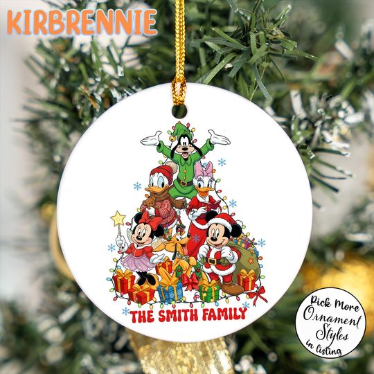 Discover Personalized Family Name Christmas Ornament, Merry Christmas Ornament, Disney Ceramic Ornament 2025, Ornament Gift, Xmas Hanging Decor