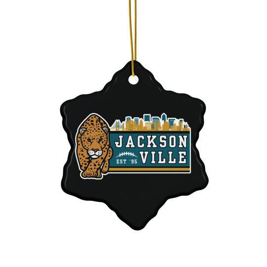 Discover Jacksonville Ceramic Christmas Ornament, Xmas Football Tree Gift, Gifts for Him, Gifts for Her, Sports Fans, Heart Snowflake Star