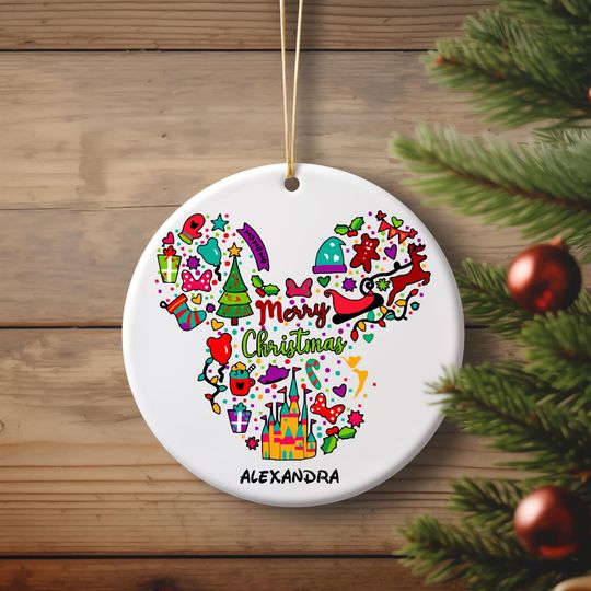 Discover 2024 Custom Disney Mickey and Minnie Christmas Ornament, Merry Christmas Ornament, Disney Christmas Ornament Gift, Mickey's Very Merry Xmas