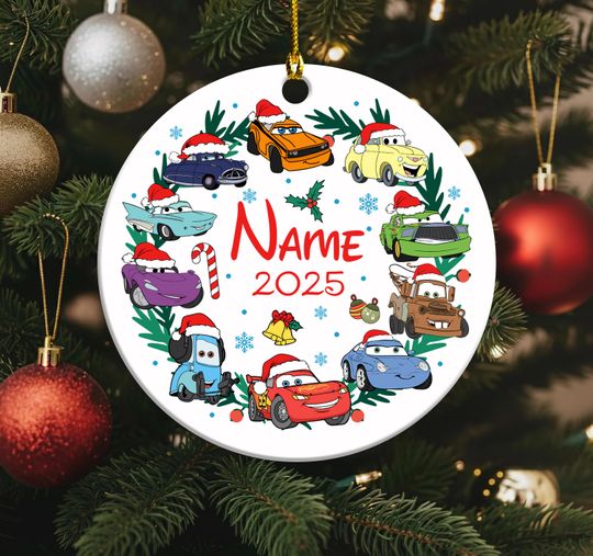 Discover Personalized Disney Cars Christmas Ornament, Lightning McQueen Tow Mater Christmas Ornament, Baby's First Christmas Custom Name Ornament