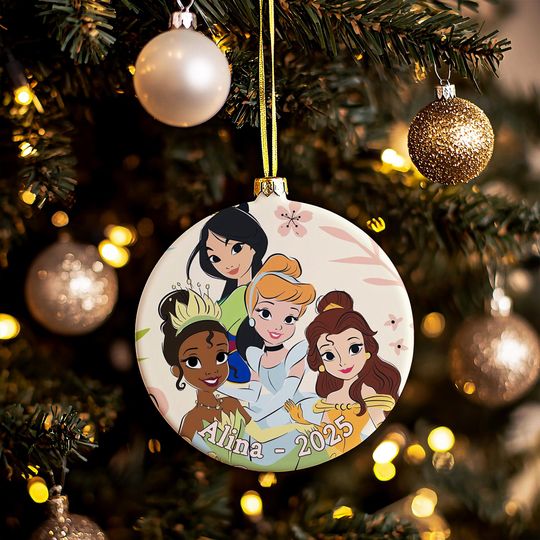 Discover Personalized Disney Princess Christmas Ornament, Custom Name Christmas Tree Hanging Ornament, Kids Name Christmas Gift 2025, Gift For Girls