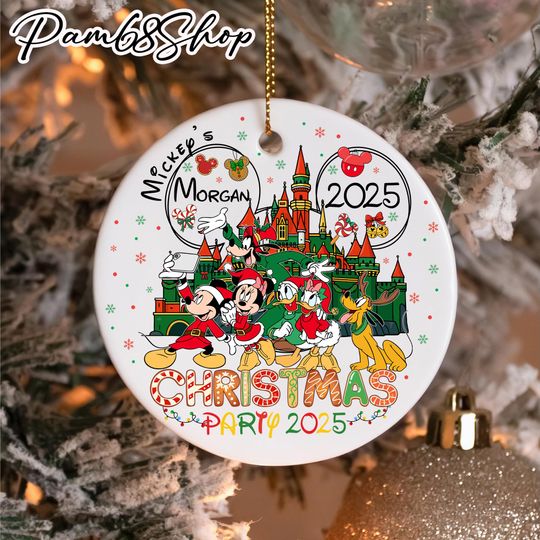 Discover Custom Disney Christmas Party 2025 Ornament, Custom Mickey and Friends Christmas Ornament, Disneyland Family Christmas Gift