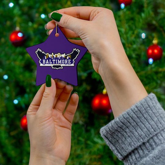 Discover Baltimore Ceramic Christmas Ornament, Xmas Football Tree Gift, Gifts for Him, Gifts for Her, Sports Fans Gift