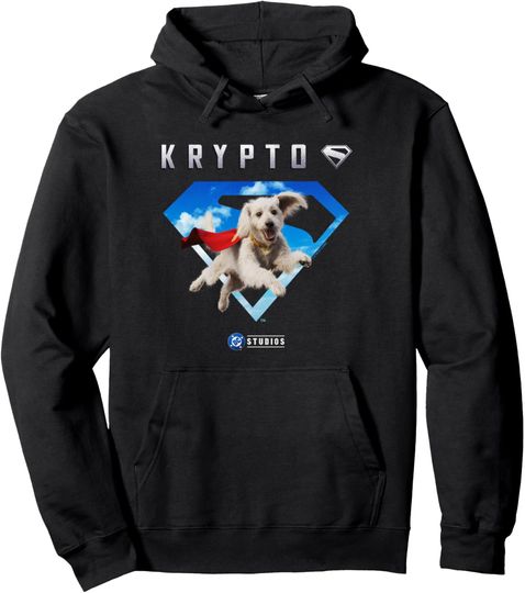 Superman  Krypto Flying Through The Skies Cute Logo Pullover Hoodie