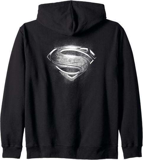 Superman Man of Steel Contrast Symbol Hoodie, Gift For Fans