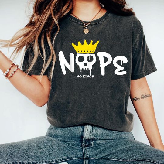 Discover Comfort Colors No Kings in America Shirt, Anti Trump Protest Tee, Political Shirts, Anti MAGA Crown, Nope Kings Graphic Tee