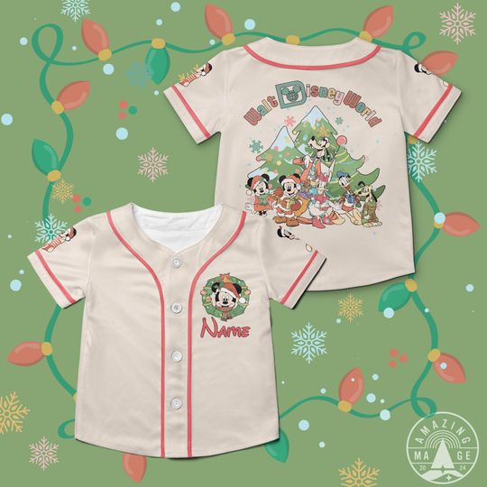 Discover Custom Retro Disney Christmas Family Matching Baseball Jersey, Vintage Mickey and Friends Shirt, Disneyland Christmas Party Trip Shirt