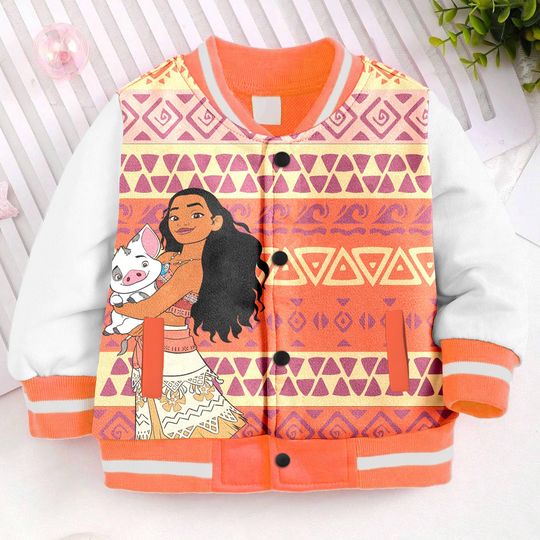 Moana And Pua Kids and Youth Baseball Jacket, Aldult Unisex Varsity Baseball Jacket