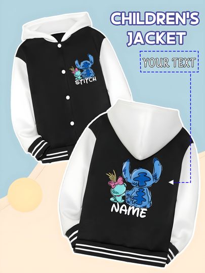 Discover MINISO Disney Stitch and Angie children's baseball jacket - Stitch and Angie are in the same frame, cute and adorable, suitable