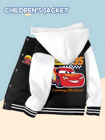 Discover MINISO Disney Cars Lightning McQueen Boys' Baseball Jacket - Lightning McQueen double-sided print, soft and versatile