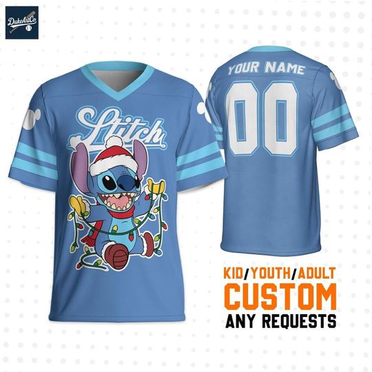 Discover Custom Disney Christmas Stitch Baseball Jersey, Custom Disney Football Jersey Sports, Cute Gifts For Fans Disney, Best Birthday Gift