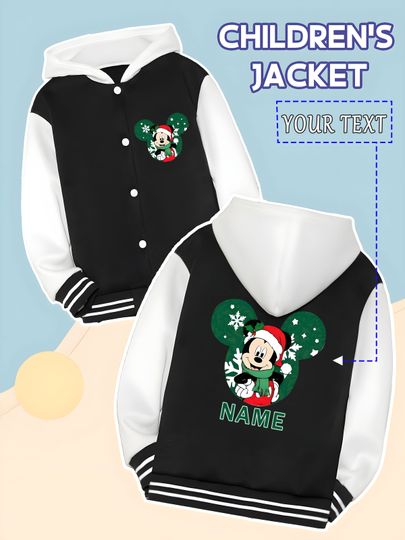 Discover MINISO Disney Christmas Mickey Mouse Baseball Jacket for Kids - Mickey Mouse Christmas design, cute and appropriate for the occa