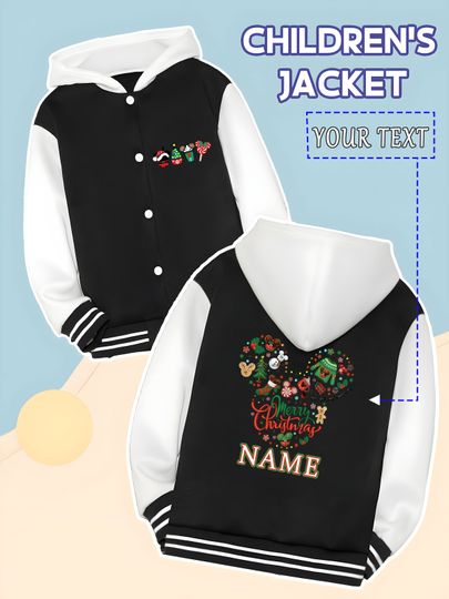 Discover MINISO Disney Christmas Mickey Head Children's Baseball Jacket - Mickey head Christmas elements, rich atmosphere, suitable for w
