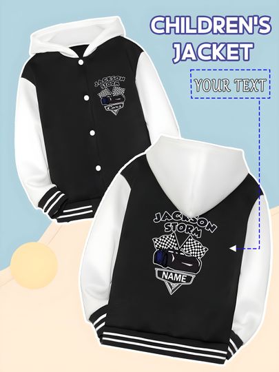 Discover MINISO Disney Cars Black Storm Jackson children's baseball jacket - Black Storm Jackson racing image, hardcore eye-catching, sui