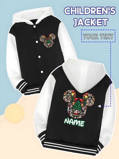 Discover MINISO Disney Mickey Head Christmas Elements Children's Baseball Jacket - Mickey Head Christmas decorative pattern, rich atmosph