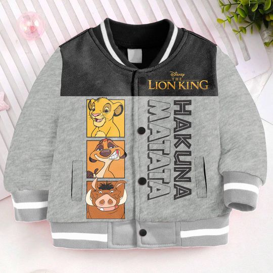 Hakuna Matata Simba Pumbaa Timon Friend Kids and Youth Baseball Jacket