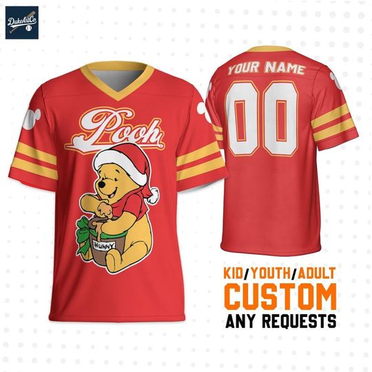 Discover Custom Disney Christmas Pooh Cuties Baseball Jersey, Custom Disney Football Jersey Sports, Cute Gifts For Fans Disney, Best Birthday Gift