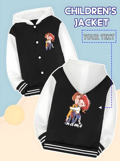 Discover MINISO Disney Toy Story Woody and Jessie baseball jacket for kids - Woody and Jessie's sweet interaction, romantic and cute, sui
