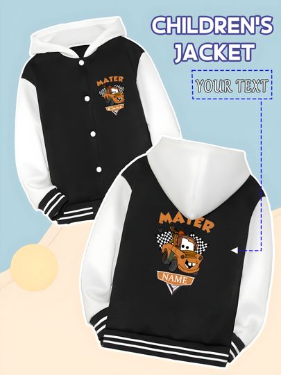 Discover MINISO Disney Cars Mater-style children's baseball jacket - Mater's fun image, classic healing, suitable for campus life, leisur