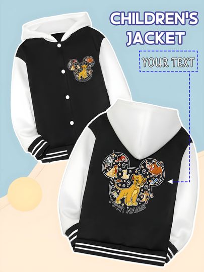 Discover MINISO Disney Lion King Mickey Head Co-branded Children's Baseball Jacket - Mickey head incorporates the Lion King character, wi