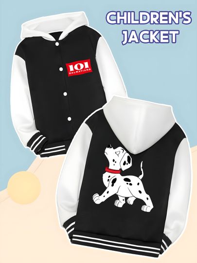 Discover MINISO Disney 101 Dalmatians Baseball Jacket for Boys - Simple Dalmatian Print, Super Cool for Playtime, Soft and Versatile