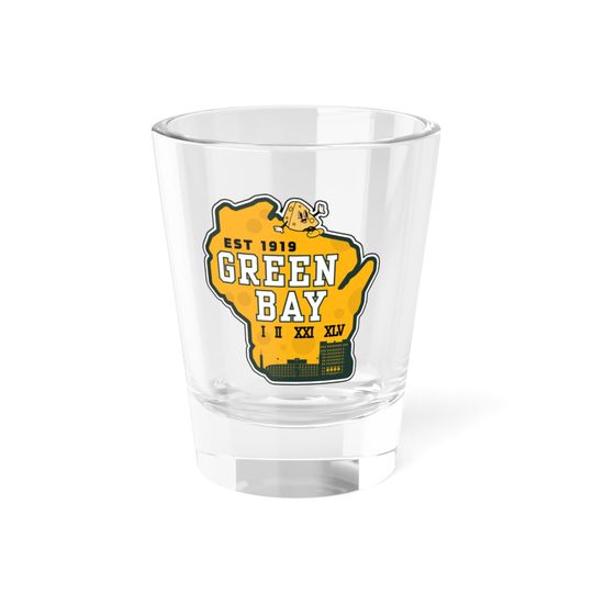 Discover Green Bay Football Shot Glass, 1.5oz, Team Spirit, Kitchenware Glassware, Gifts for Him, Gifts for Her, Stocking Stuffer Christmas, GB