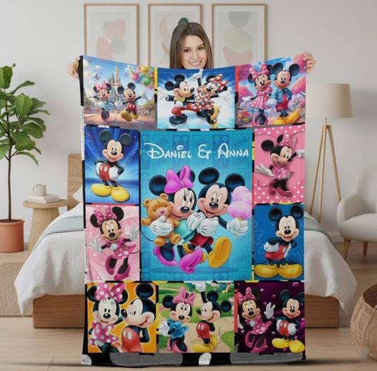 Discover Custom Name Mouse Blanket, Personalized Name Mouse And Friend Blanket, Cartoon Blanket Gift For Boy Or Girl, Mouse Love Gifts