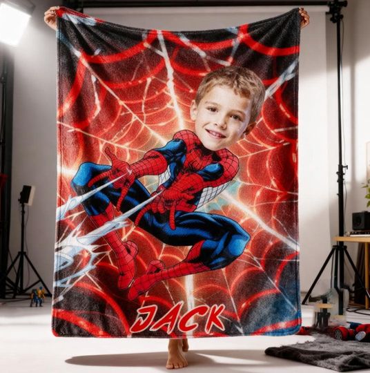 Discover Custom Blanket From Photo, Personalized Superhero Blanket With Face, Birthday Gift For Kids, Hero Lovers Gifts, Superhero Name Blanket