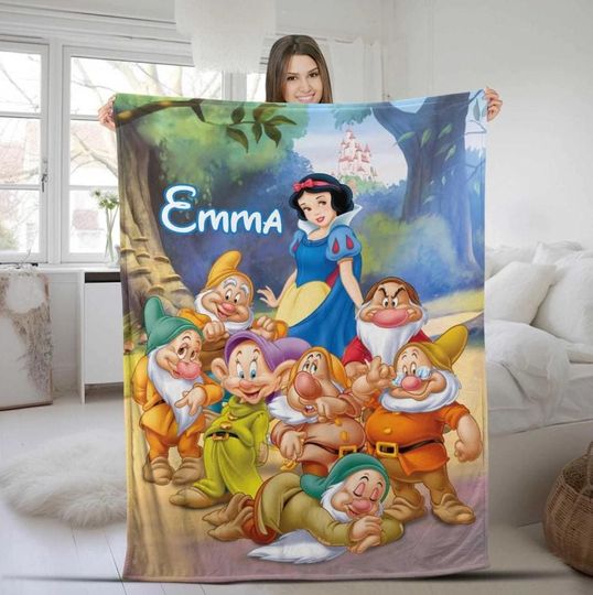 Discover Custom Name Princess Blanket, Personalized Name Baby Girl Blanket, Movie Cartoon Blanket For Kids, Birthday Girl Home Decor
