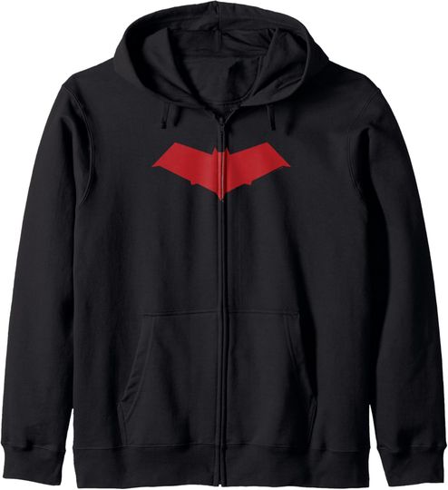 DC Comics Batman Red Hood Bat Logo Front And Back Zip Hoodie, Gift For Fans