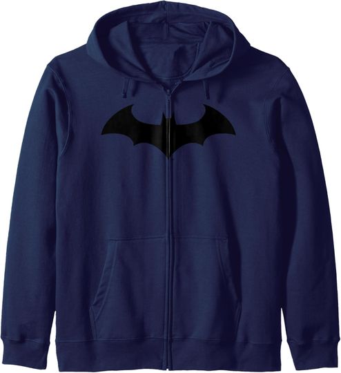 DC Comics Batman Classic Black Logo Batarang Zip Hoodie, Gift For Fans