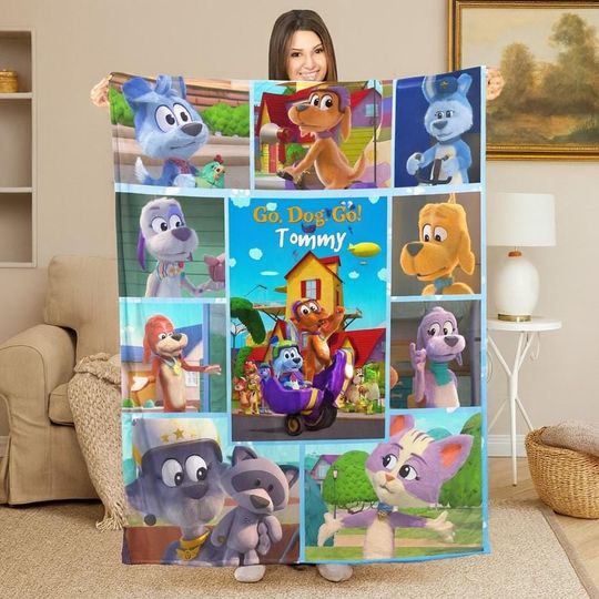 Discover Custom Name Go Dog Go Blanket, Personalized Name Bab Blanket, Cartoon Blanket, Baby Shower Gift, Go Dog Birthday Blanket