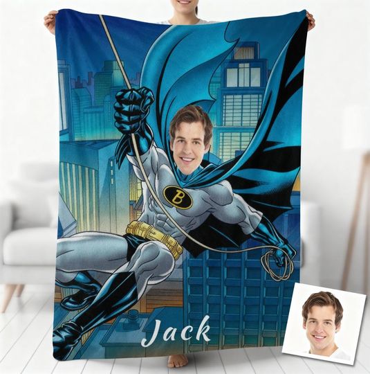 Discover Custom Black Boy Hero Blanket, Personalized Superhero Bat Boy Photo Blanket, Hero Blanket Gift, Blanket For Boy, Superhero Lovers Gifts
