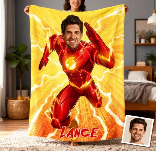 Discover Custom Superhero Photo Blanket, Personalized Kids Blanket, Cartoon Blanket For Kid, Blanket For Boys, Baby Blanket, Birthday Gifts