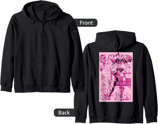 DC Harley Quinn Cover Strip Zip Hoodie, Gift For Fans