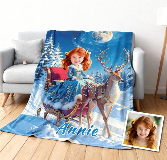 Discover Custom Name And Picture Princess Photo Blanket, Name Magic Kingdom Blanket, Personalized Photo Princess Cartoon Blanket, Baby Blanket Gifts