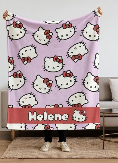Discover Custom Name Baby Cat Blanket, Personalized Name Cute Girl Blanket, Pink Cat Blanket For Kids, Kids Baby Blanket Gifts, Baby Shower Gifts