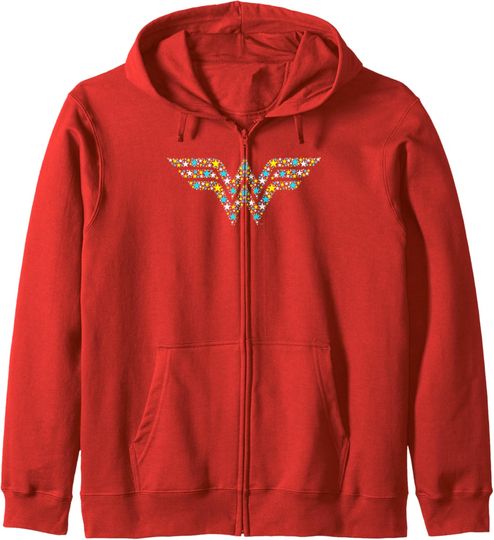 DC Comics Wonder Woman Starry Americana Logo Zip Hoodie, Gift For Fans
