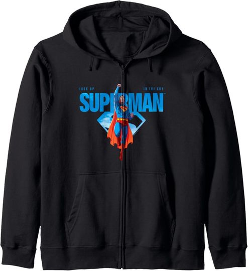 Superman  Look Up In The Sky Superman Logo Zip Hoodie, Gift For Fans