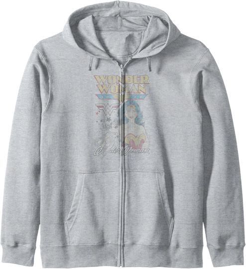 DC Comics Wonder Woman Vintage Zip Hoodie, Gift For Fans