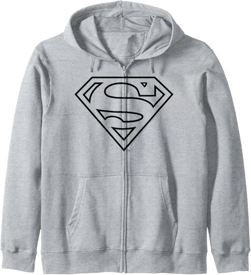 DC Comics Superman Line Art Logo Zip Hoodie, Gift For Fans