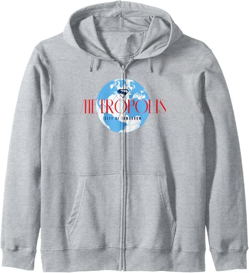 Discover Superman  Metropolis City Of Tomorrow Planet Logo Zip Hoodie
