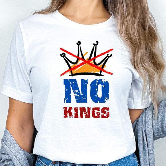 Discover NO KINGS Shirt, Anti Authoritarian Protest Shirt, No Kings In America Shirt, Political Tee, Democracy Shirt, Democracy Not Monarchy T-Shirt