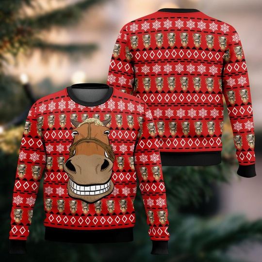 Discover Funny Horse Ugly Christmas Sweater, Horse Meme Xmas Sweater, Animals Holiday Sweatshirt For Men Women Kids, Xmas Farmers Sweater Gifts