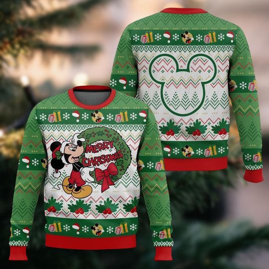 Discover Mickey Mouse Ugly Christmas Sweater, Disney Mouse Xmas Sweater, Magic Kingdom Holiday Sweatshirt For Men Women Kids, Xmas Cartoon Gifts