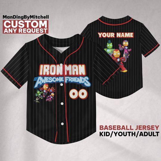 Discover Personalize Iron Man And His Awesome Friends, Custom Marvel Baseball Jersey Team, Disney Baseball Team Outfit